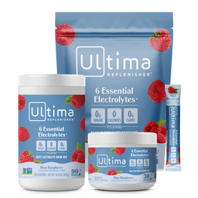 Ultima Replenisher Blue Raspberry electrolyte hydration powder