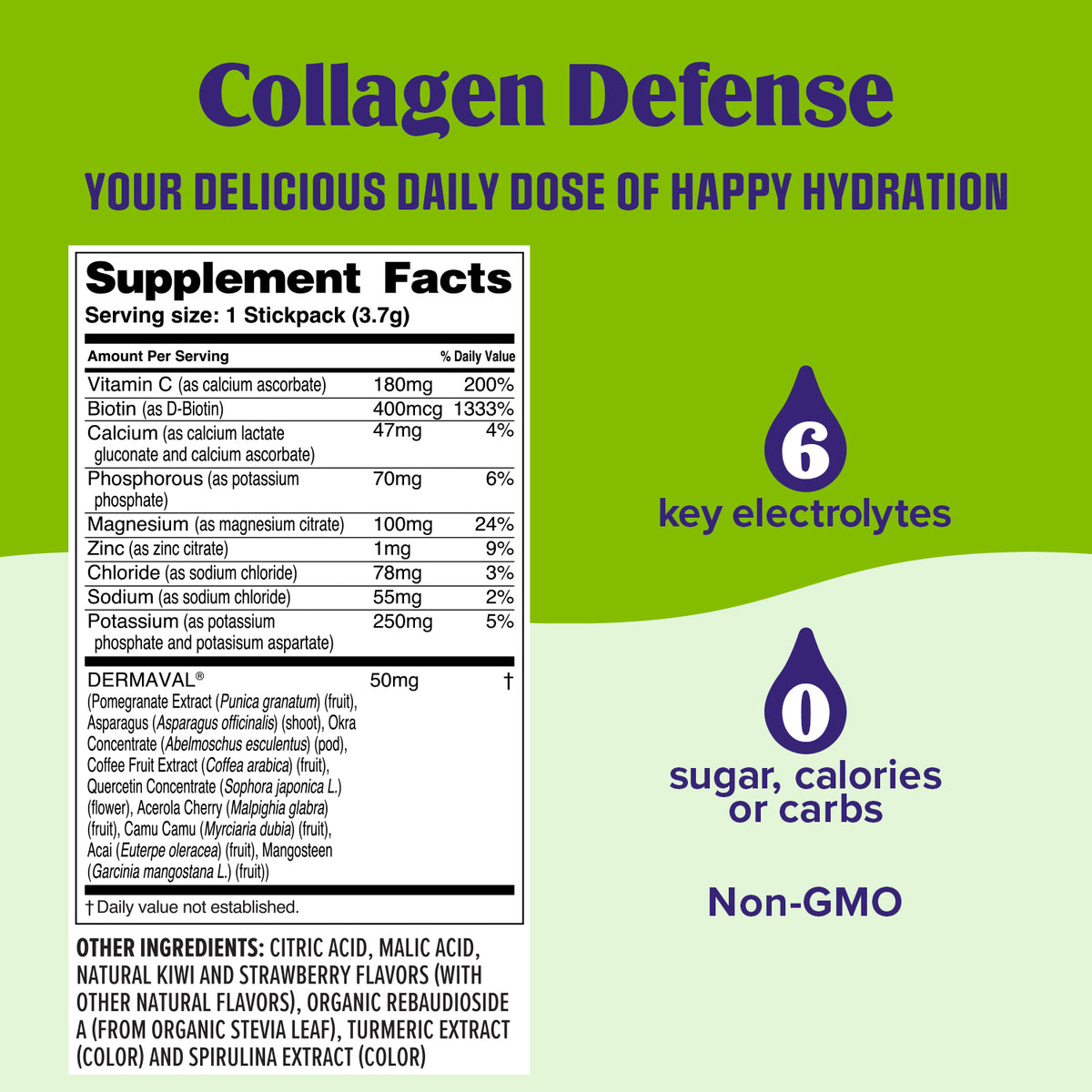 Ultima Replenisher Collagen Defense electrolyte hydration powder nutrition facts