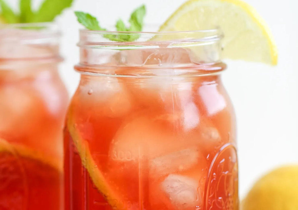 Zero Sugar Peach Bellini Iced Tea made with Ultima Replenisher