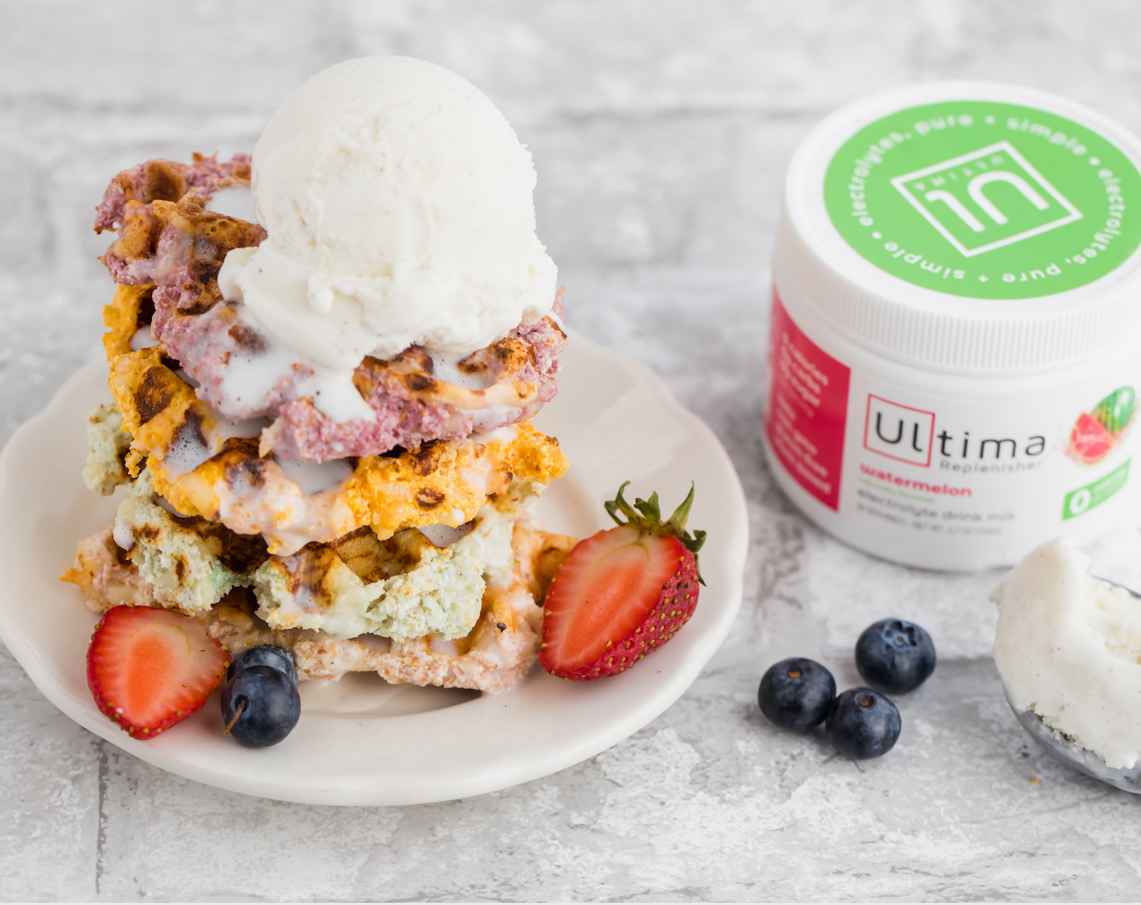 Ultima Rainbow Chaffles (Gluten-Free, Vegan, Low Carb, Keto-Friendly) 🌈
