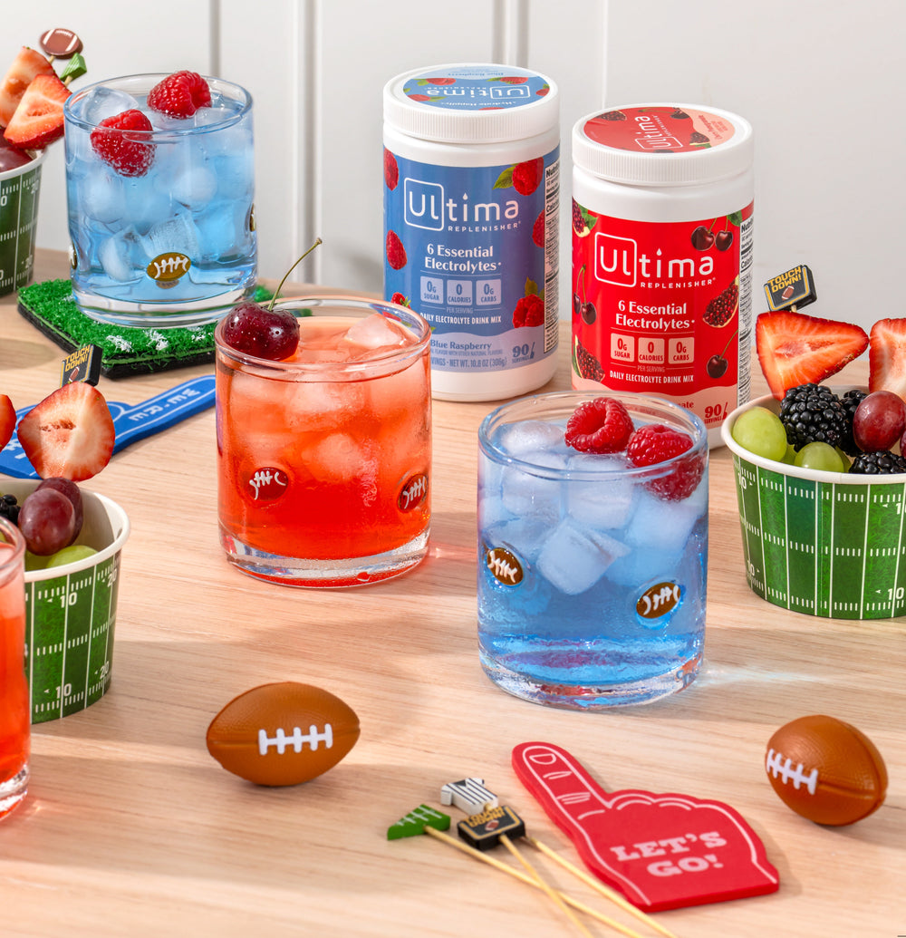 Ultima Replenisher canisters, fruit, football decor
