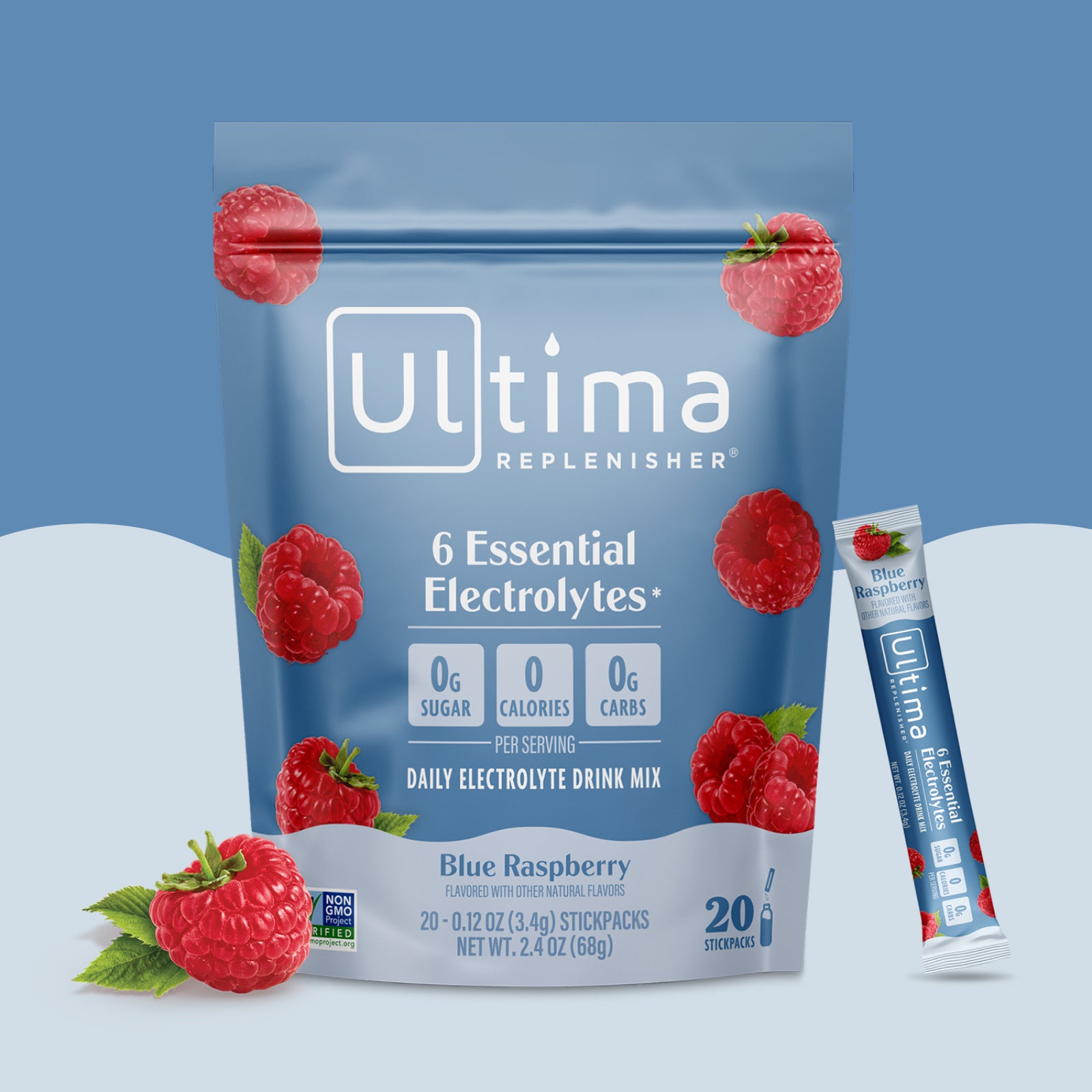 Ultima Replenisher Blue Raspberry electrolyte hydration powder