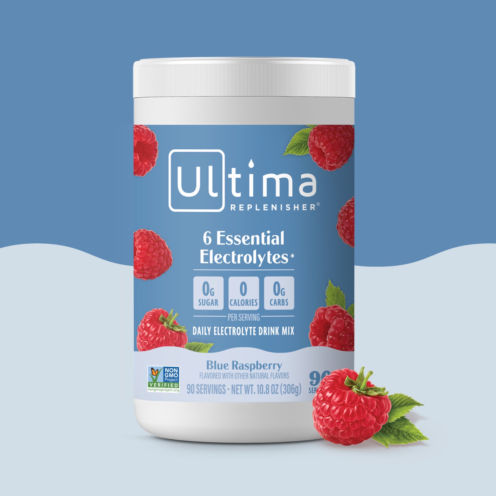 Ultima Replenisher Blue Raspberry electrolyte hydration powder 90 serving canister