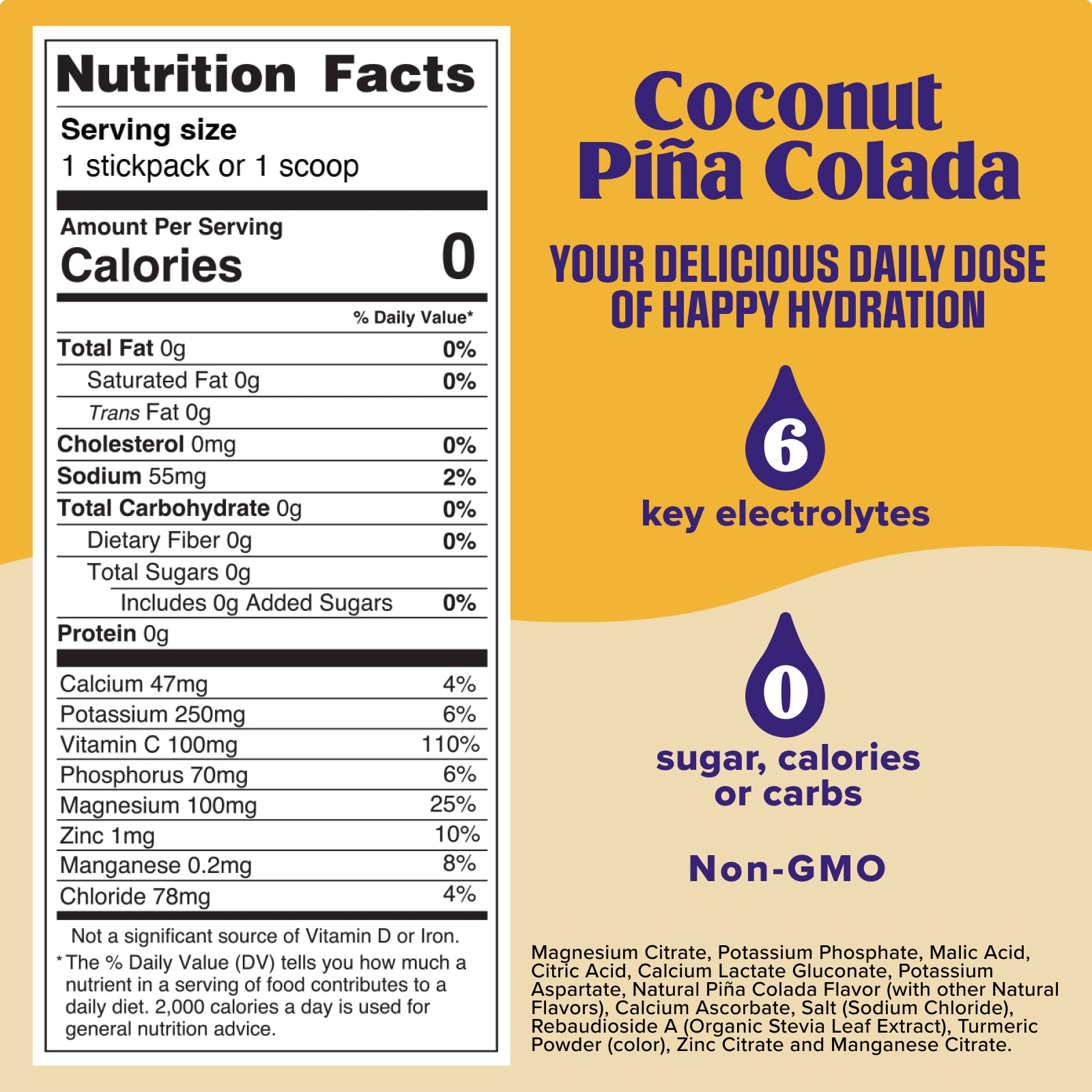 Ultima Replenisher Coconut Pina Colada ingredients and nutrition facts