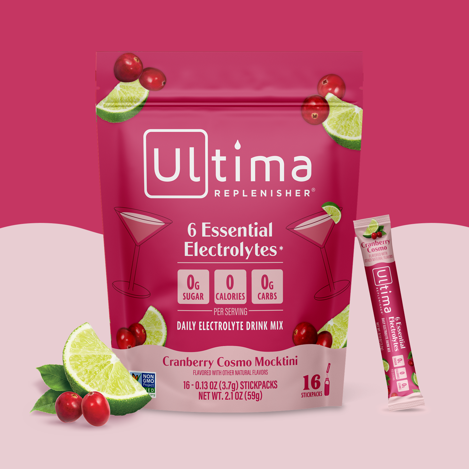 Ultima Replenisher Cranberry Cosmo Mocktini electrolyte hydration 16Pk wave