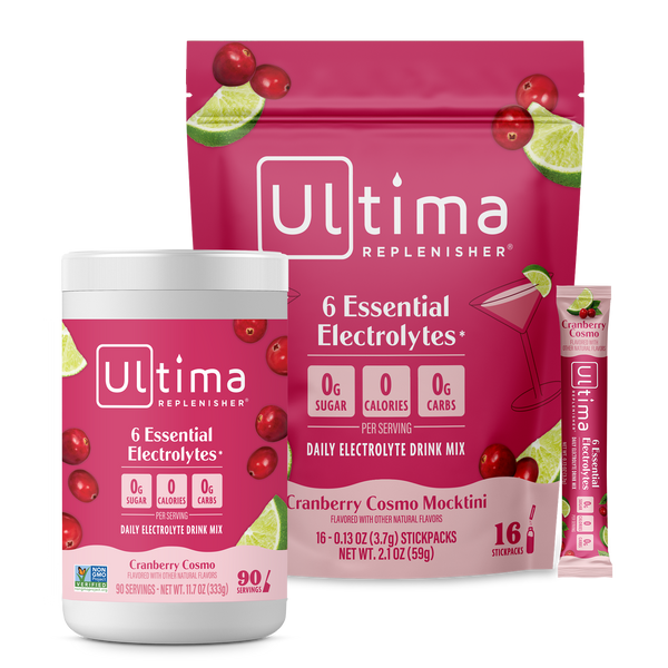 Ultima Replenisher Cranberry Costmo Mocktini electrolyte hydration Family Shot