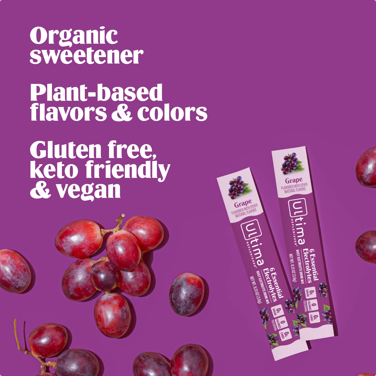 Ultima Replenisher Grape electrolyte hydration powder pouch RTB