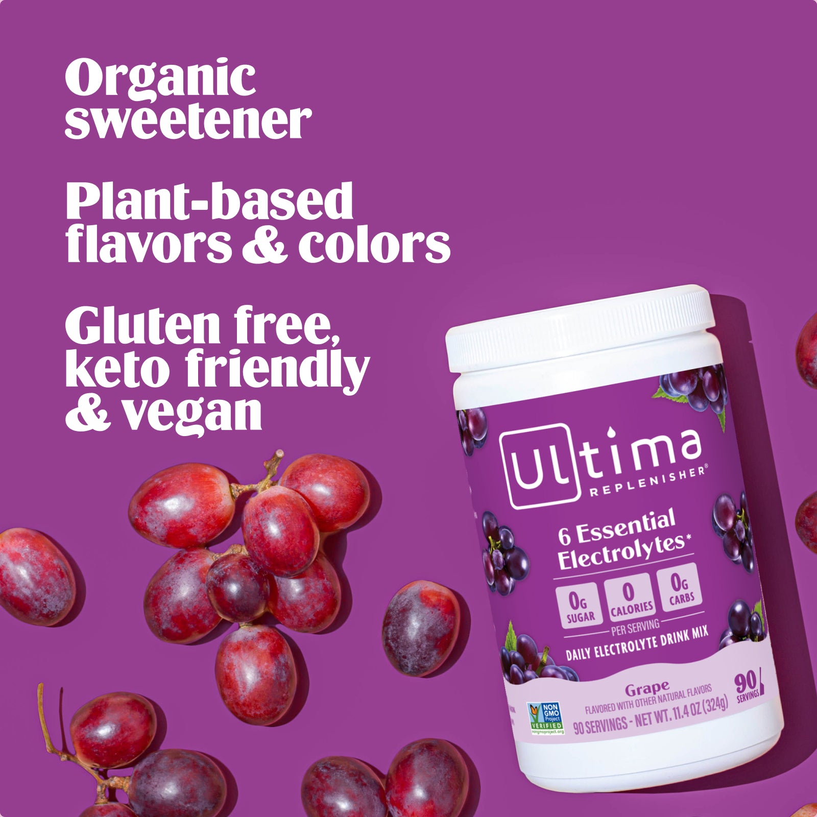 Ultima Replenisher Grape electrolyte hydration powder 90 Serving Canister RTB