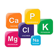Colorful icons representing different chemical elements on a white background