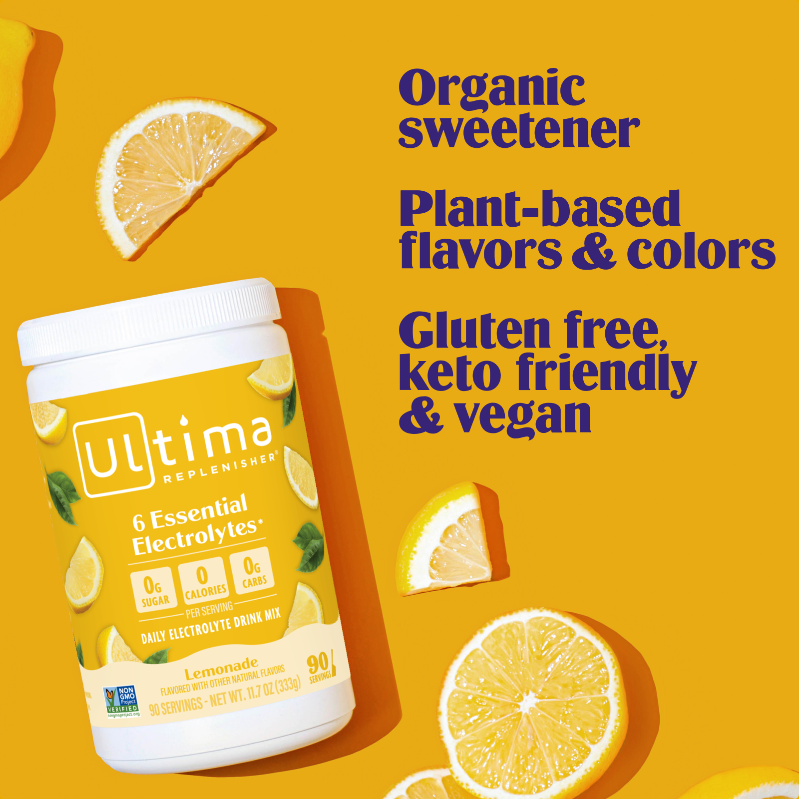 Ultima Replenisher Lemonade electrolyte hydration powder 90 Serving Canister RTB