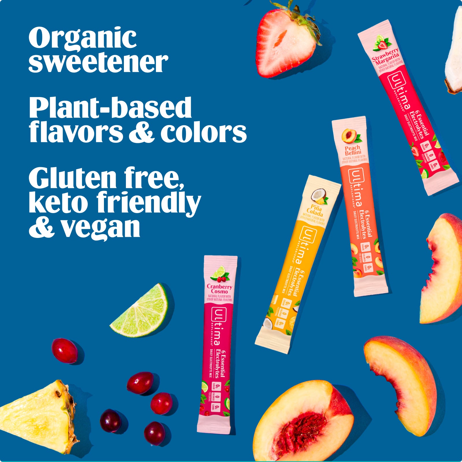 Ultima Replenisher Mocktini Variety Pack electrolyte hydration powder RTBs with fruit and stickpacks