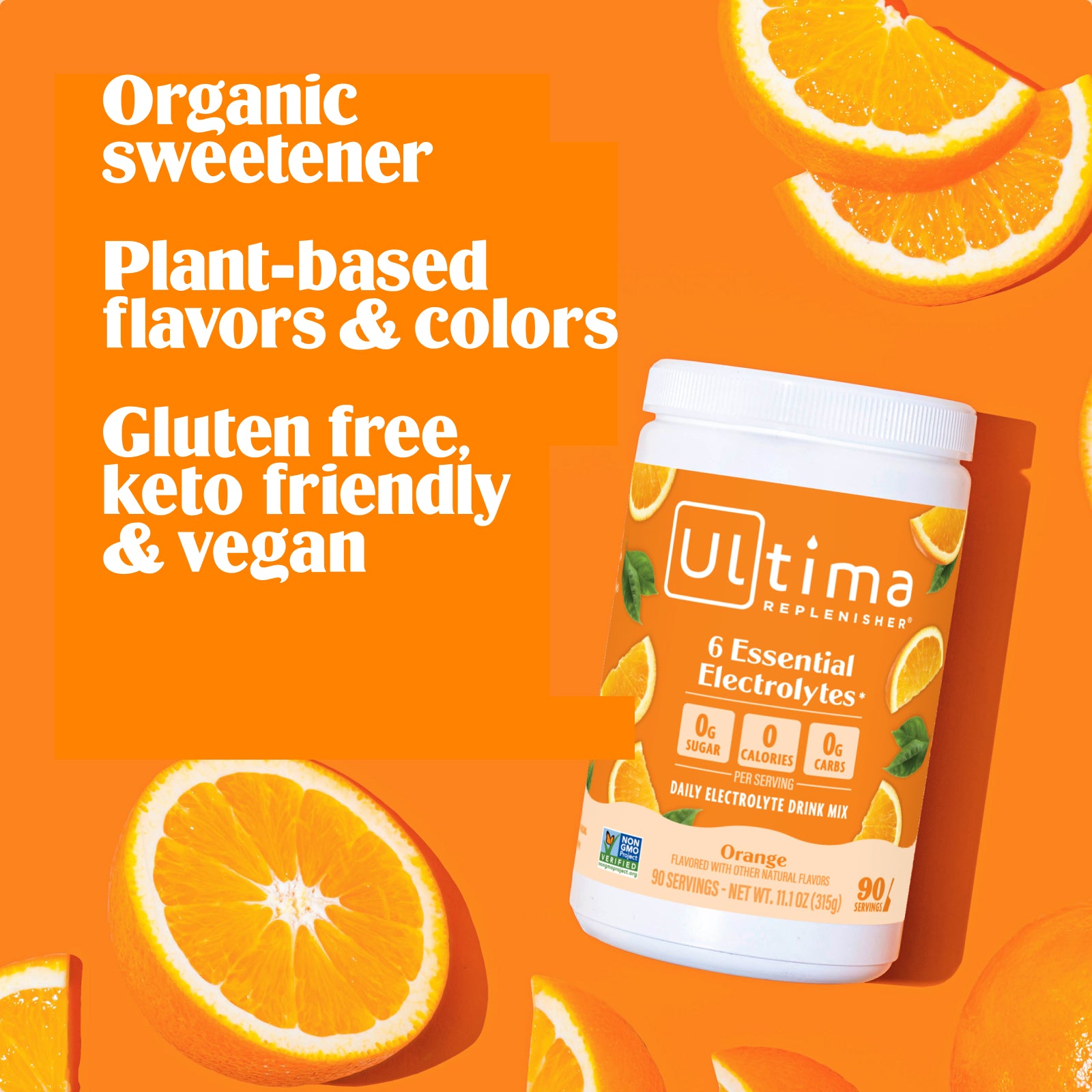 Ultima Replenisher Orange electrolyte hydration powder 90 Serving Canister RTB