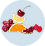 Lemon, grape, raspberry, cherry, pomegranate and orange fruit icons