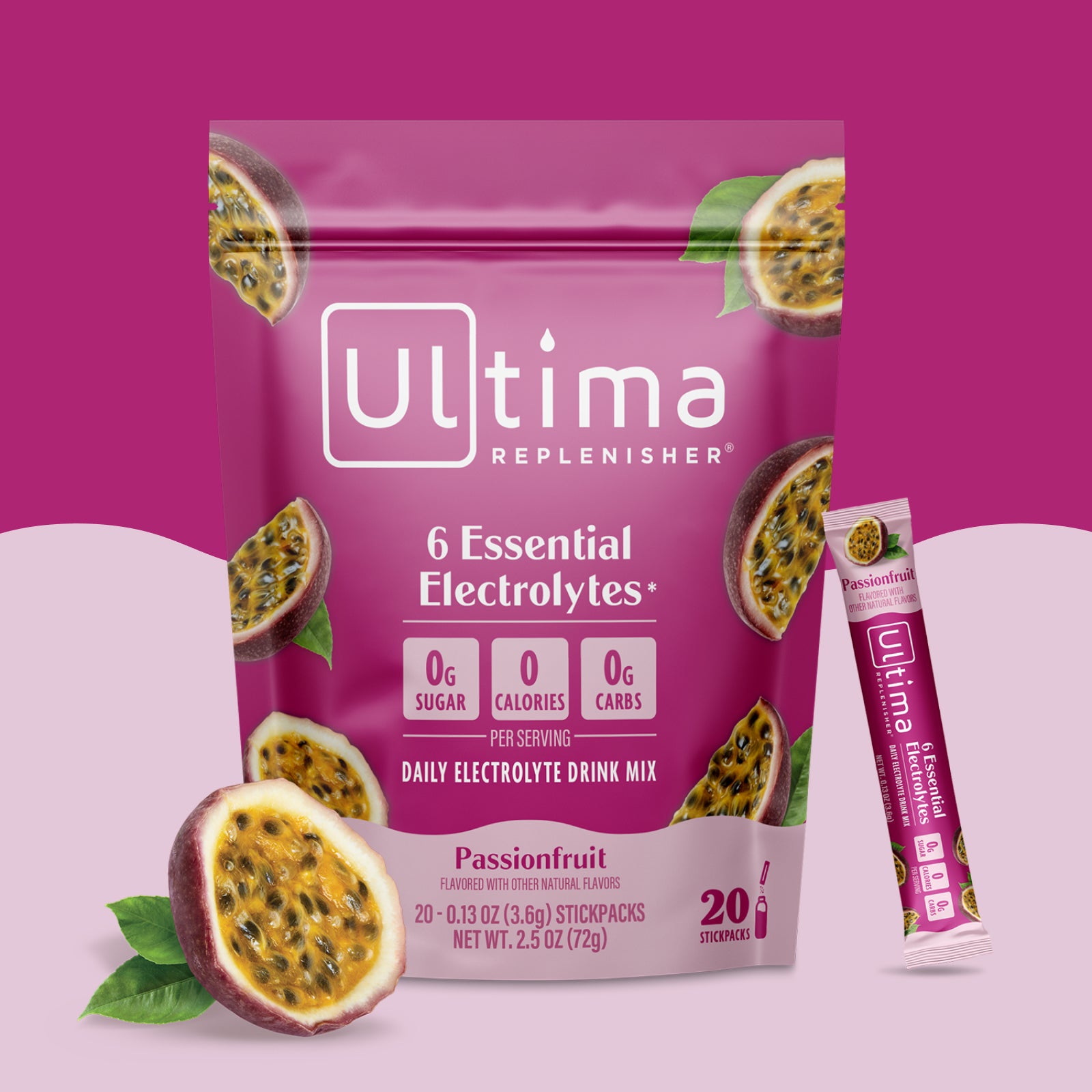 Ultima Replenisher Passionfruit electrolyte hydration powder