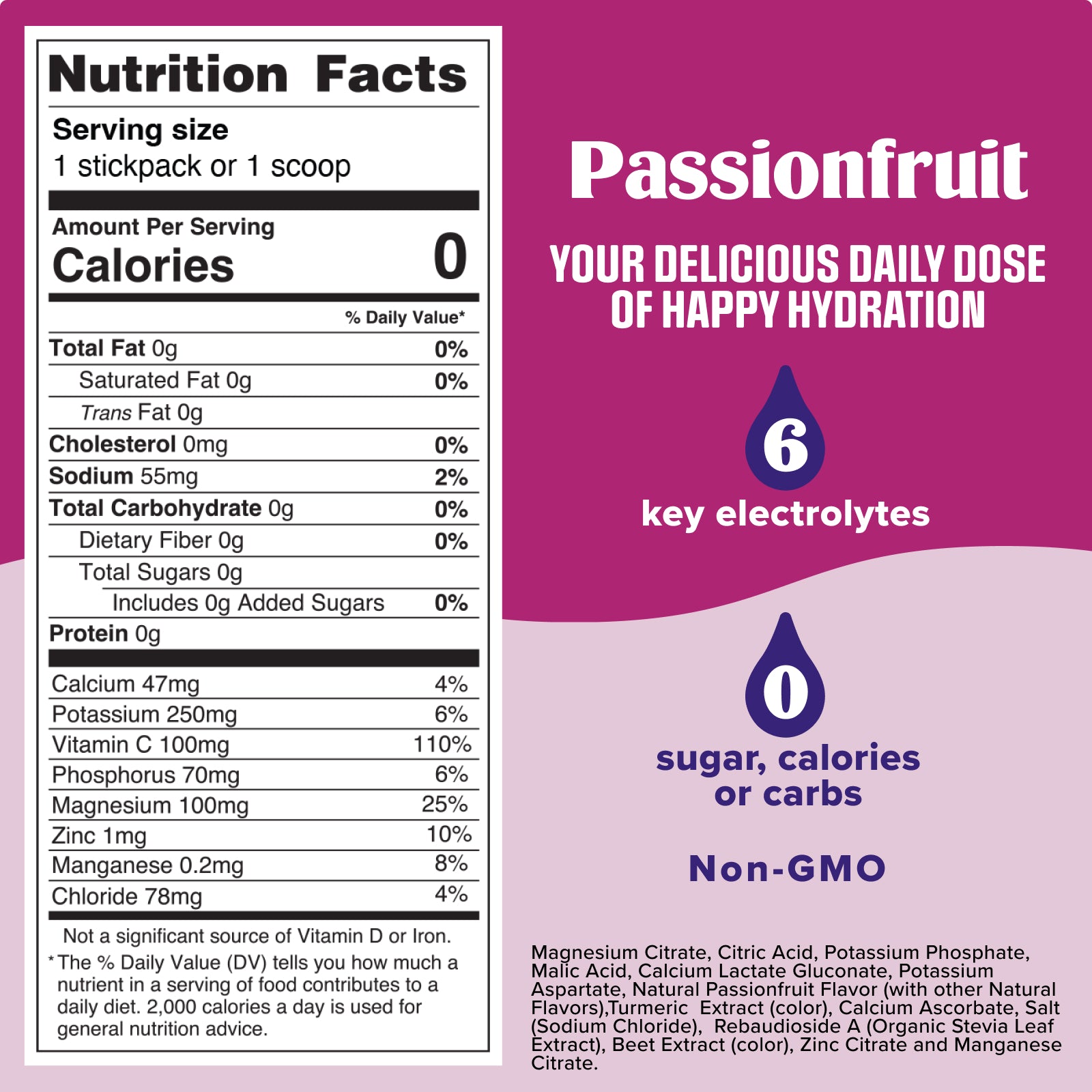 Ultima Replenisher Passionfruit ingredients and nutrition facts