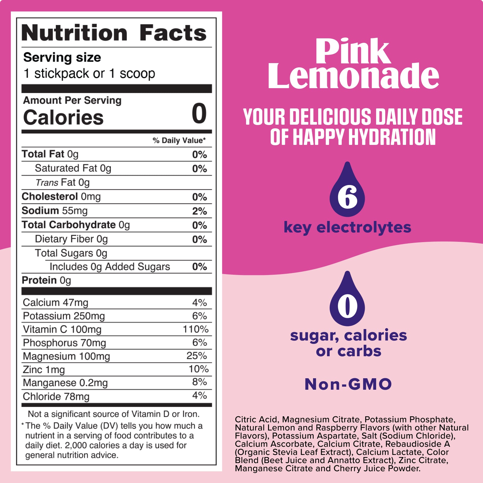 Ultima Replenisher Pink Lemonade ingredients and nutrition facts