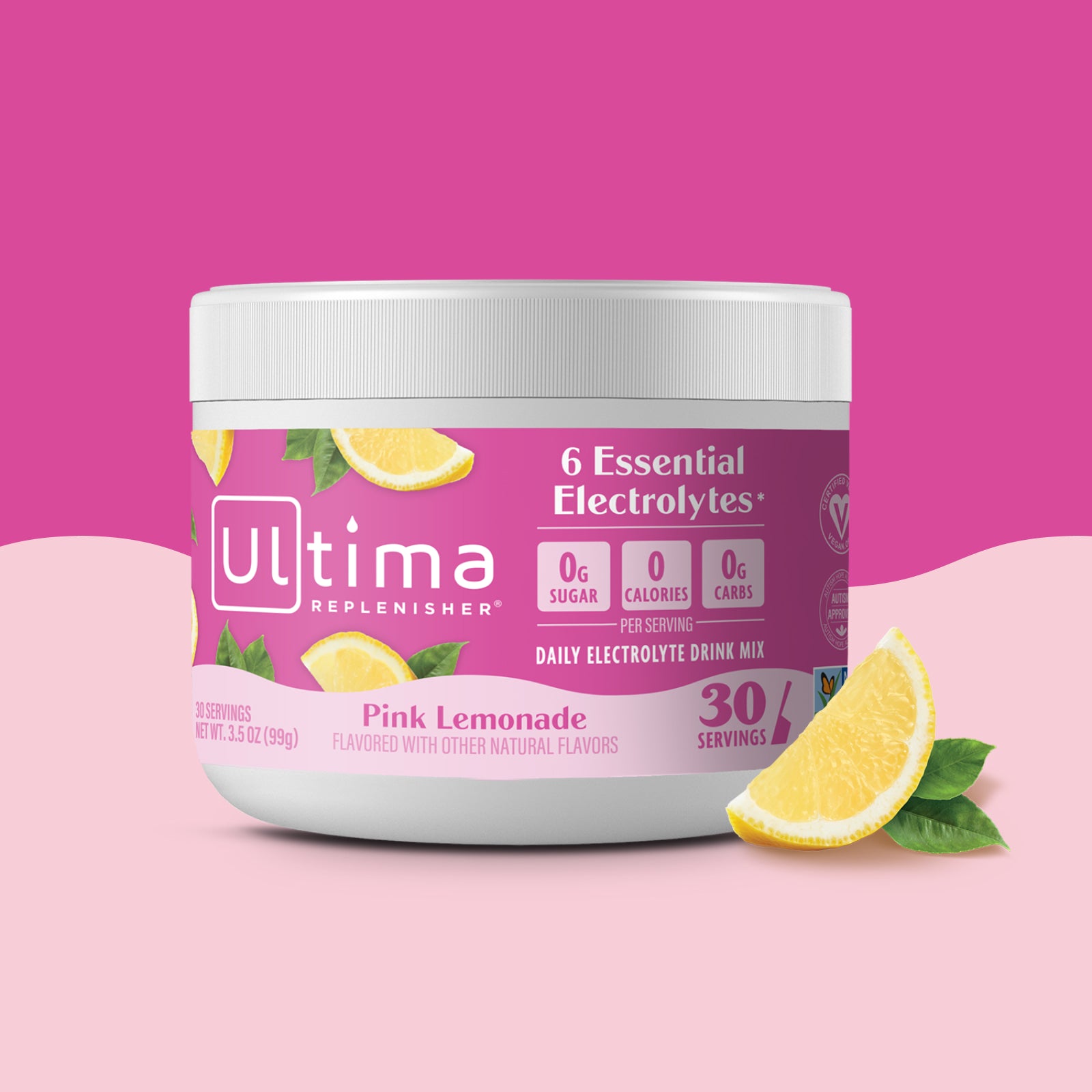 Ultima Replenisher Pink Lemonade electrolyte hydration powder 30 serving canister