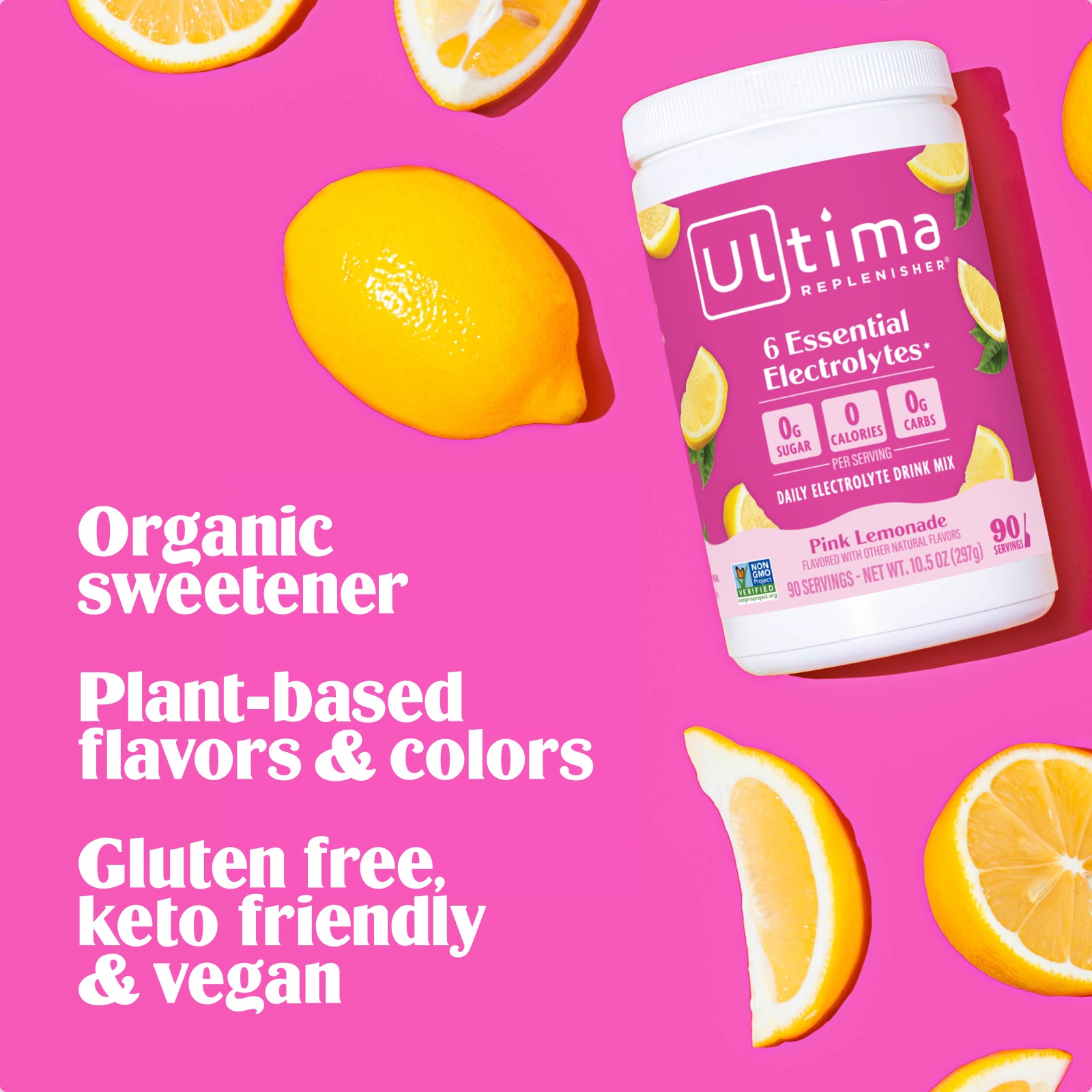 Ultima Replenisher Pink Lemonade electrolyte hydration powder 90 Serving Canister RTB