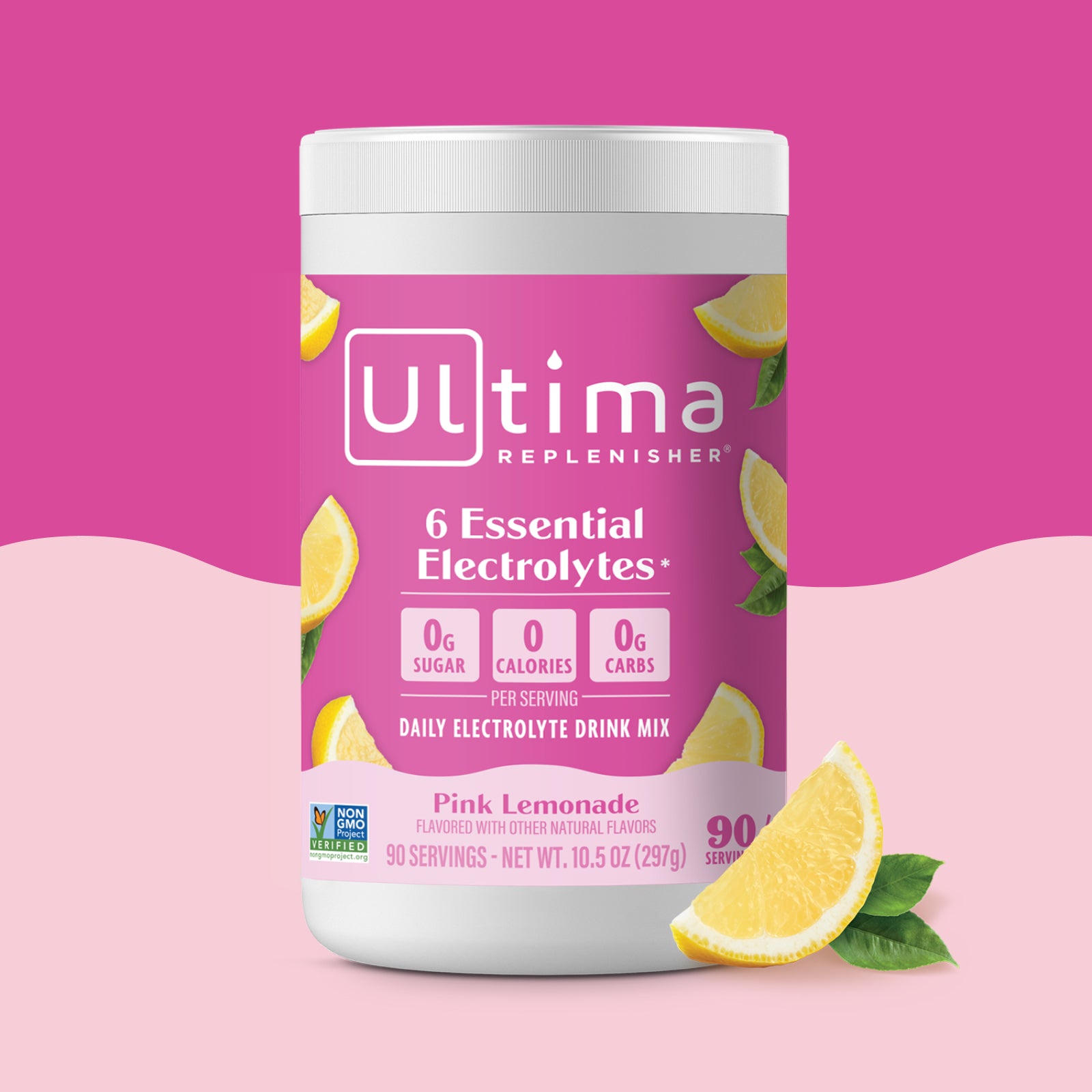 Ultima Replenisher Pink Lemonade electrolyte hydration powder 90 serving canister 