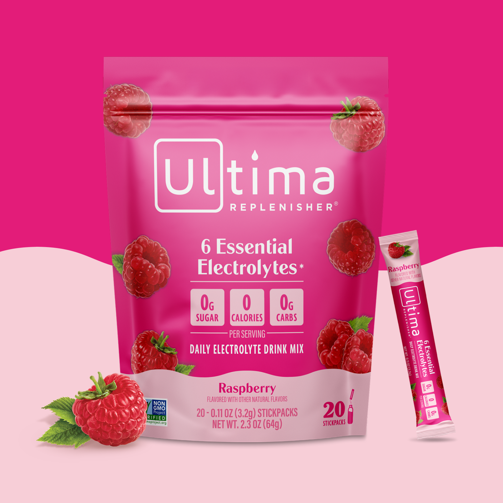 Ultima Replenisher Raspberry electrolyte hydration powder