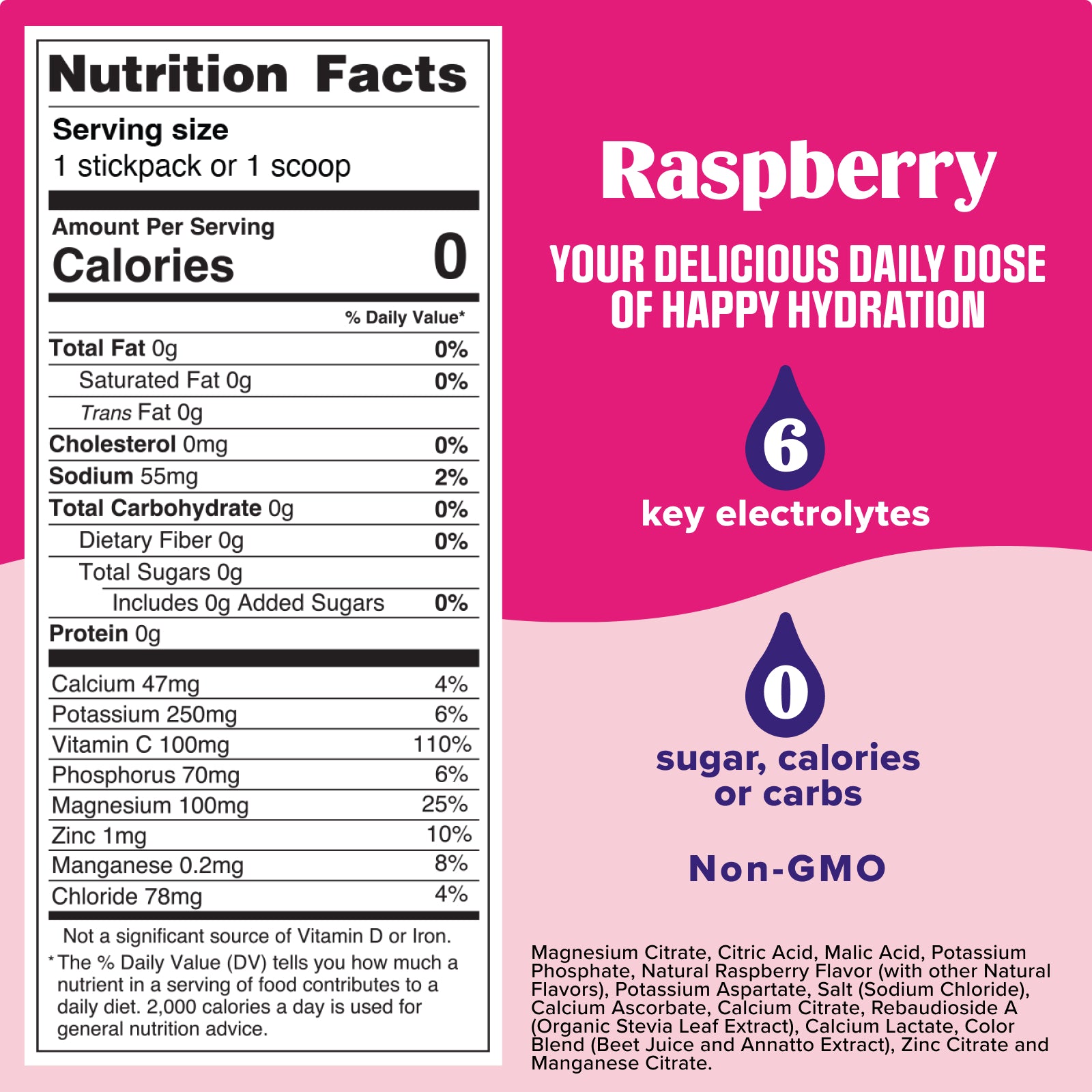 Ultima Replenisher Raspberry ingredients and nutrition facts