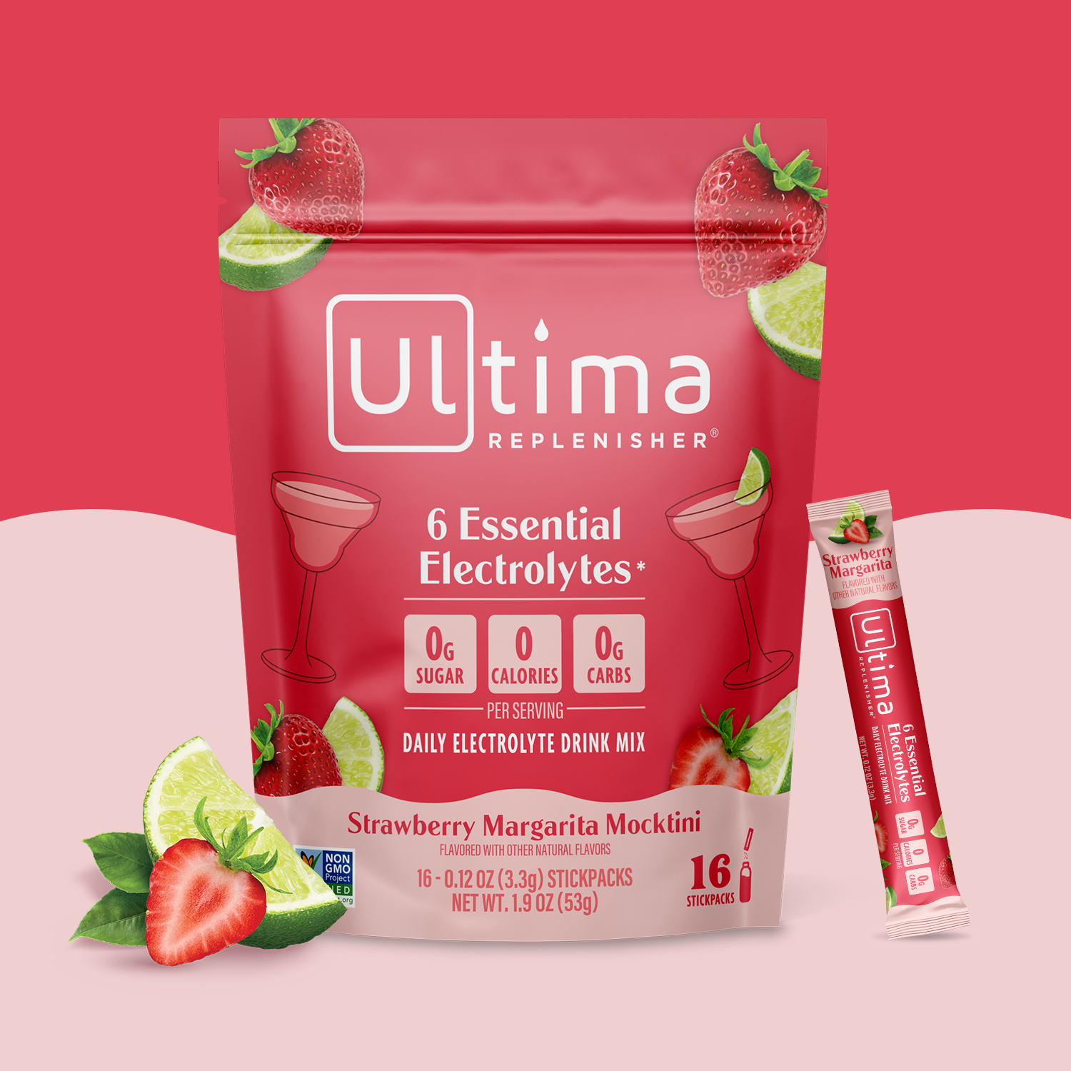 Ultima Replenisher Strawberry Margarita Mocktini electrolyte hydration 16Pk wave
