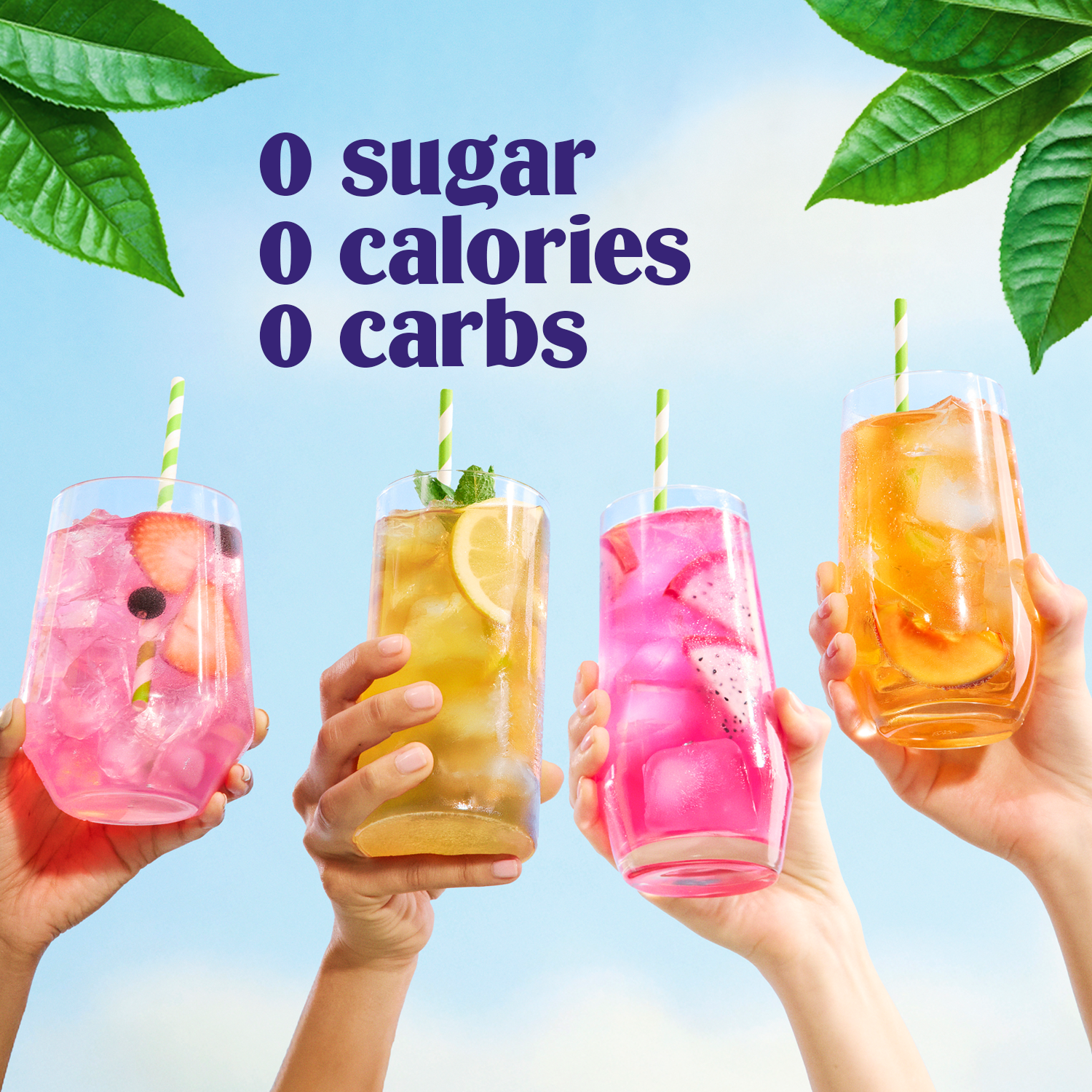 Ultima Replenisher TeaFresher Variety Pack electrolyte hydration powder lifestyle with model, pouch, drink and 000
