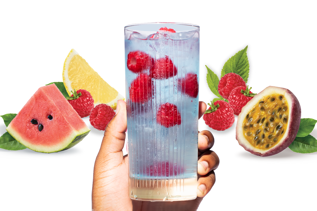 Tropical fruits with Ultima Replenisher Blue Raspberry electrolyte hydration mix