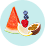 Raspberry, lemon, watermelon and passionfruit fruit icons