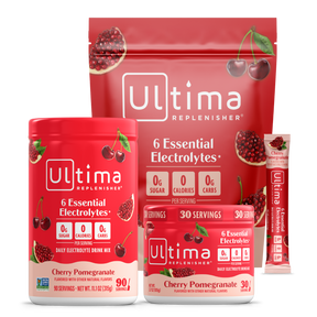 Ultima Replenisher Cherry Pomegranate drink mix packaging on a white background