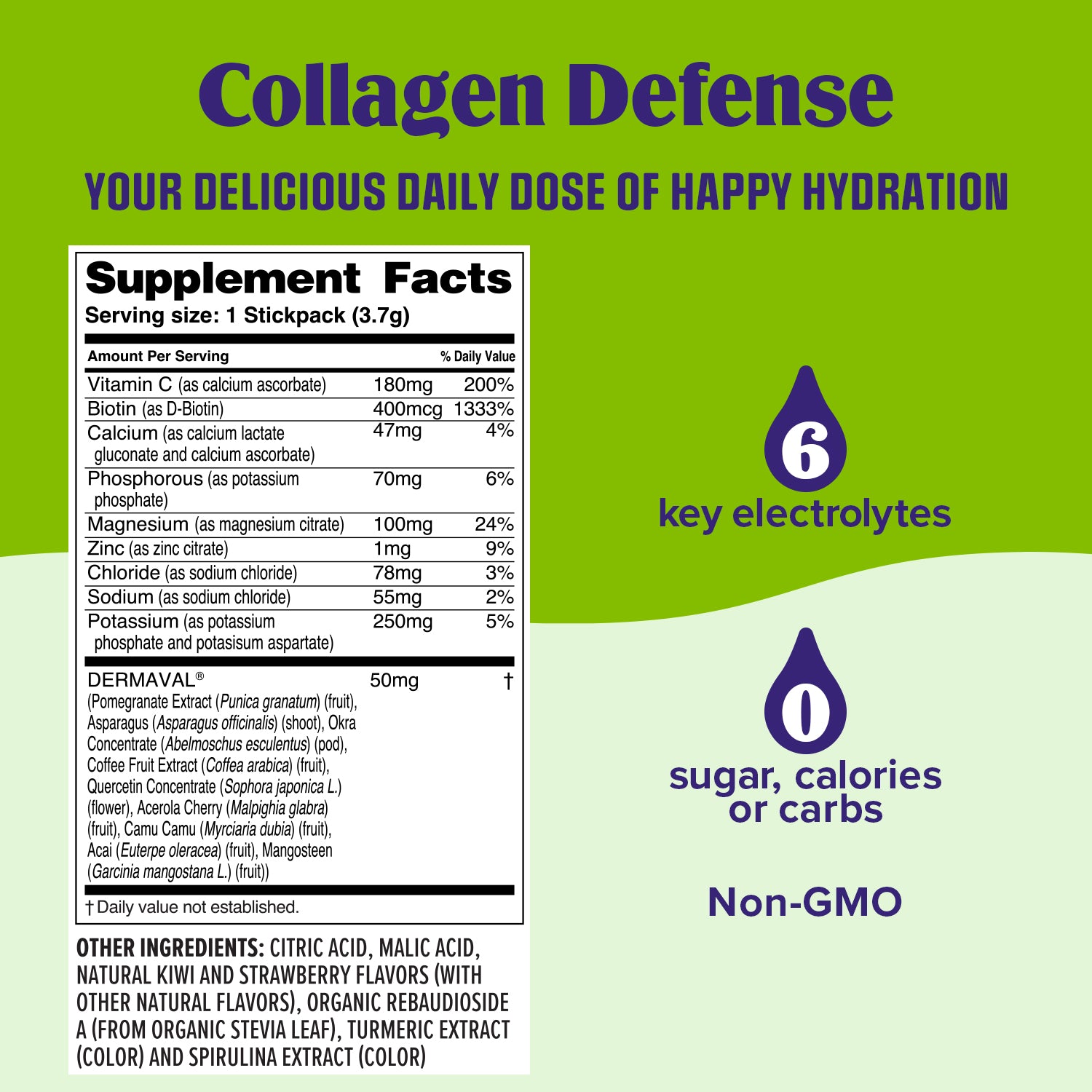 Ultima Replenisher Collagen Defense electrolyte hydration powder nutrition facts