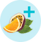 Passionfruit icon with a plus symbol 