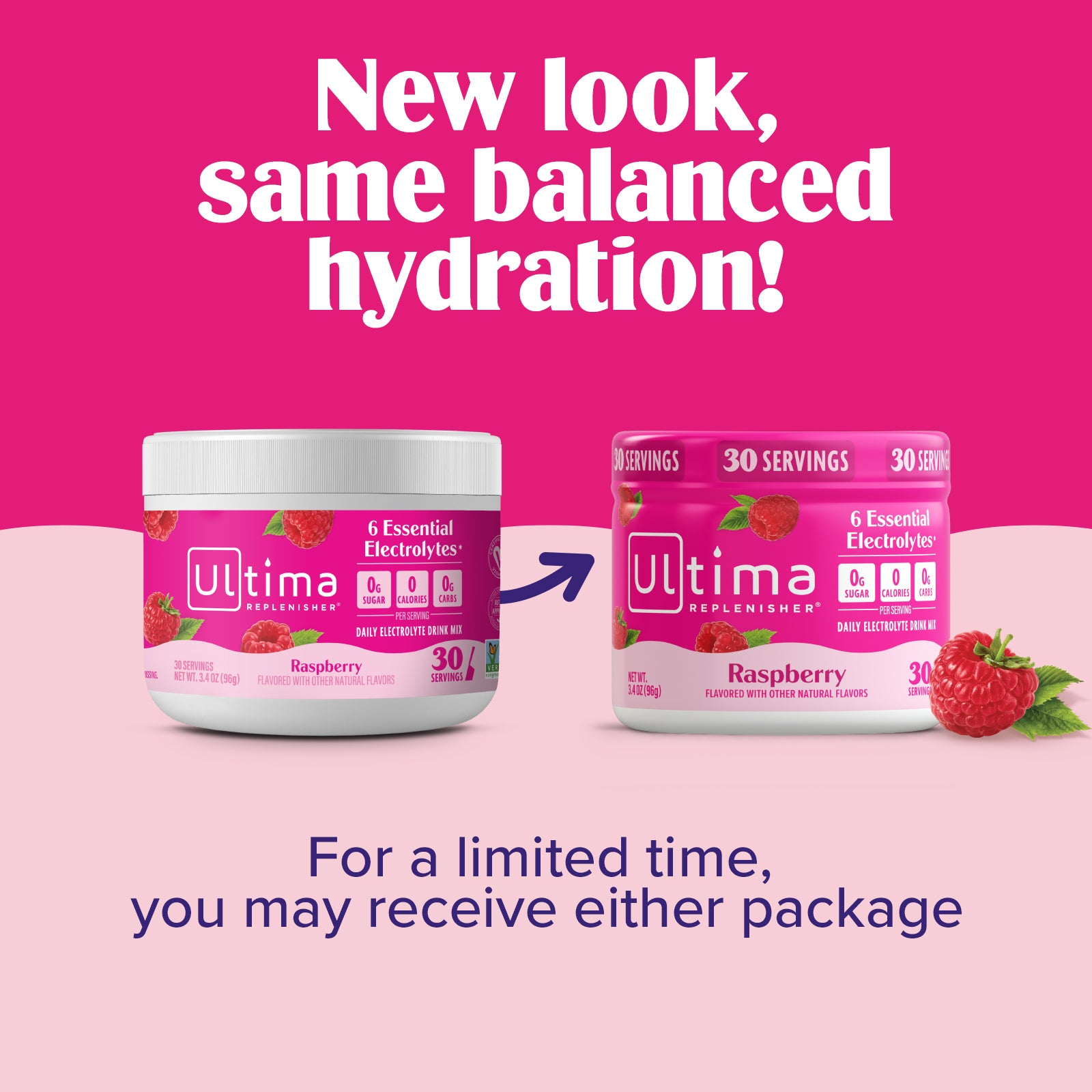 Raspberry electrolyte drink mix - Ultima Replenisher