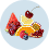 Raspberry, cherry, pomegranate, grape, lemon, orange, passionfruit, lemon, raspberry and watermelon fruit icons