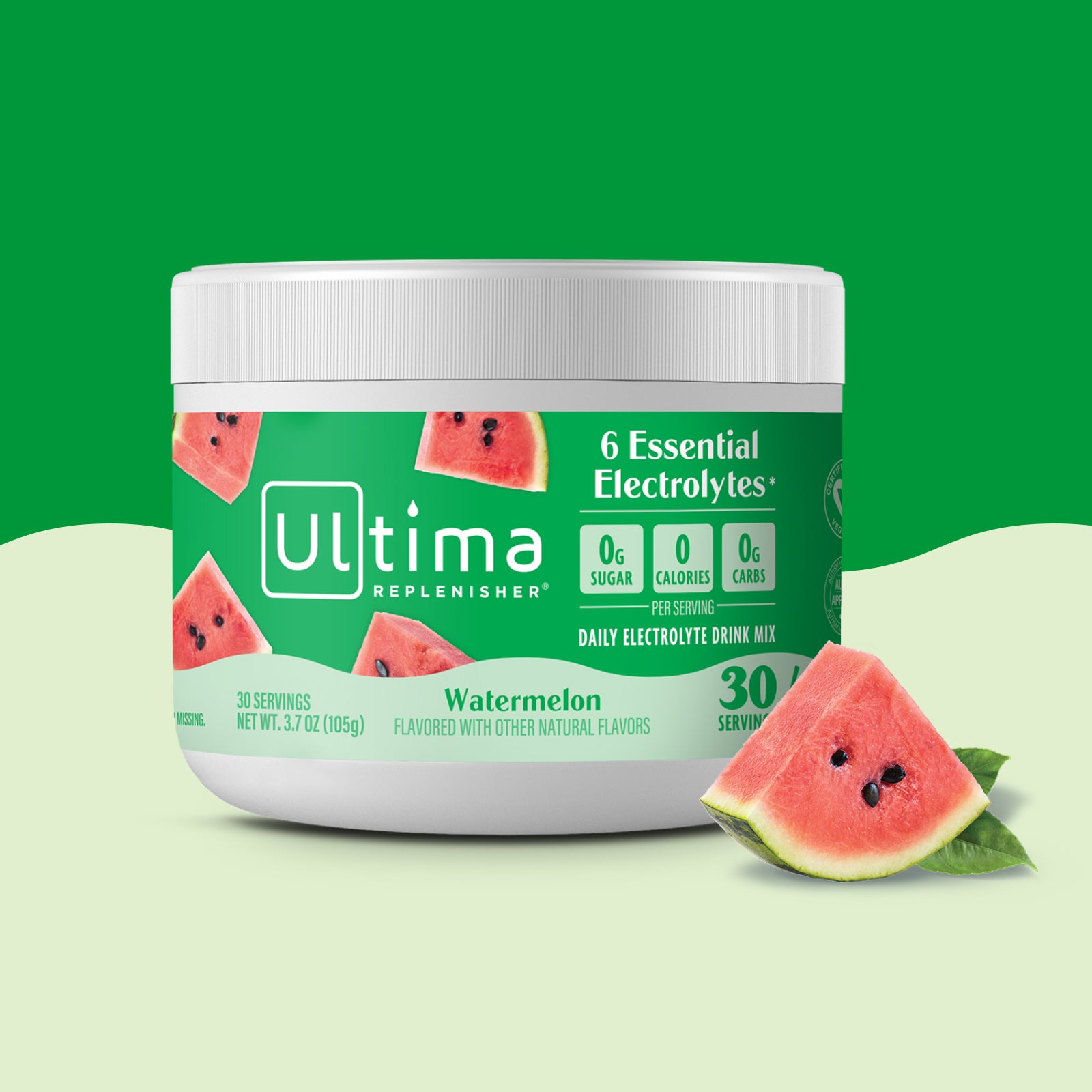 Ultima Replenisher Watermelon electrolyte hydration powder 30 serving canister