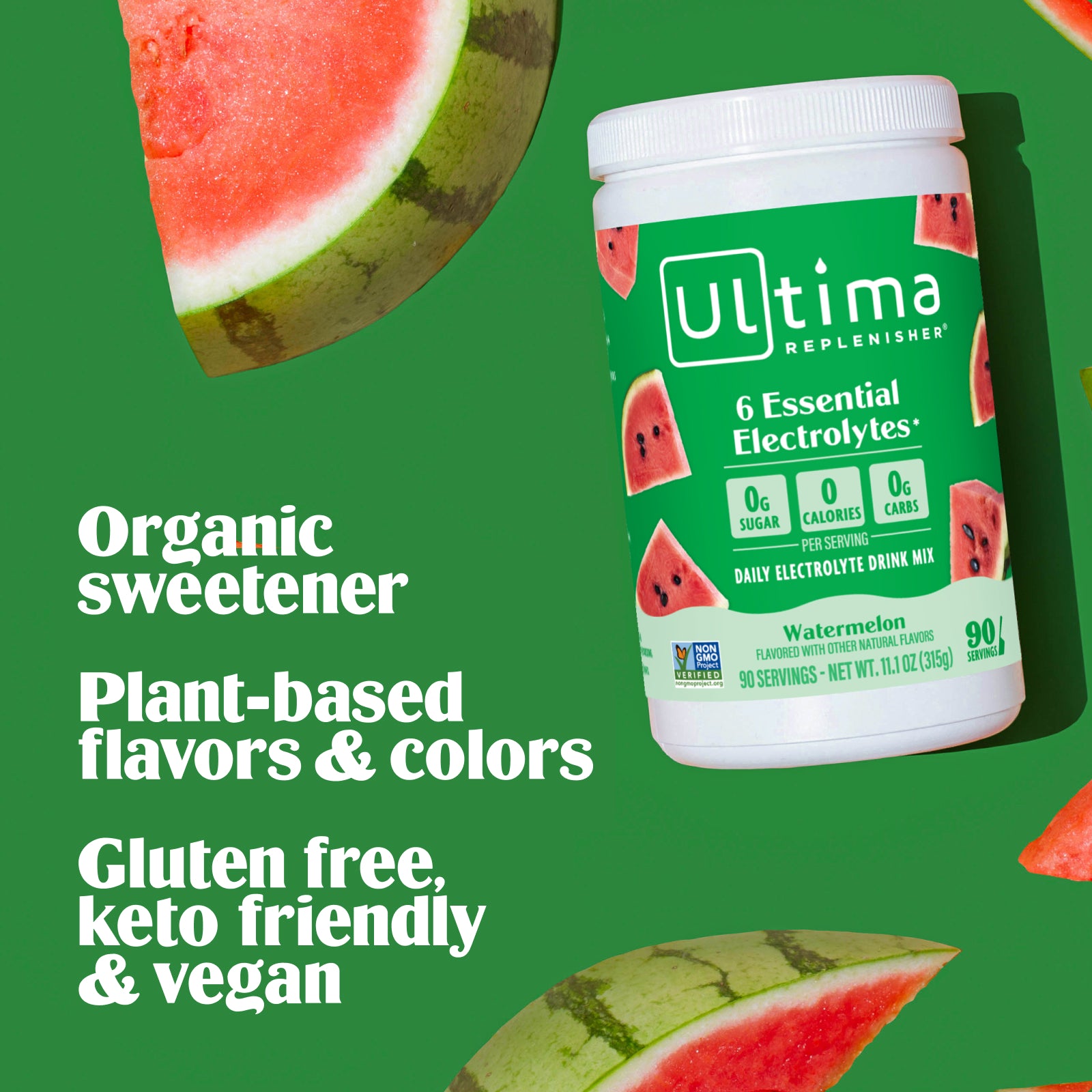 Ultima Replenisher Watermelon electrolyte hydration powder 90 Serving Canister RTB