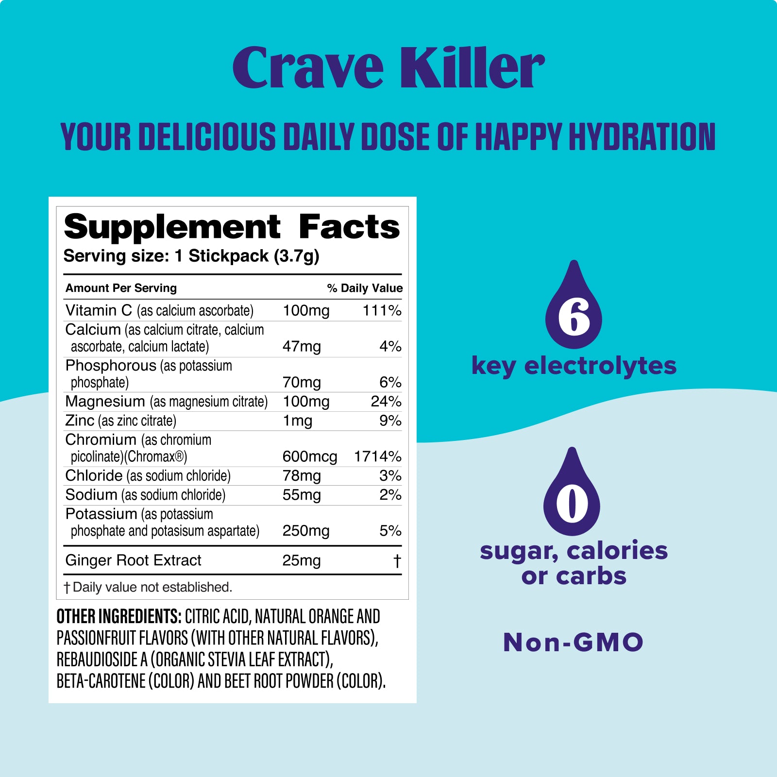 Ultima Replenisher Crave Killer electrolyte hydration powder pouch supplement facts