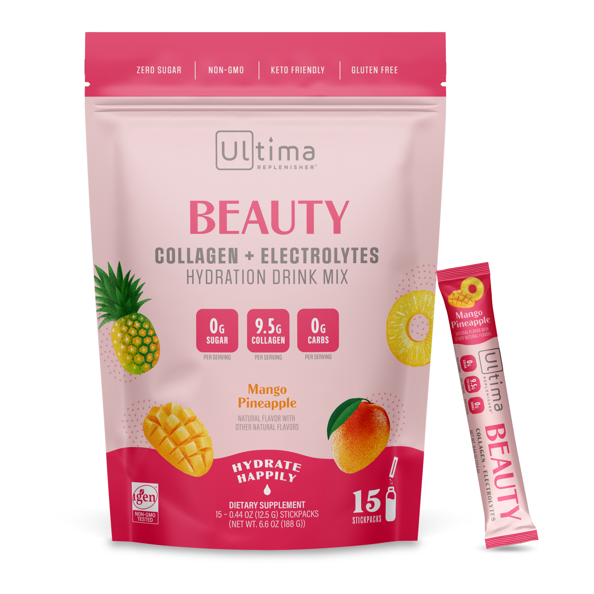Mango Pineapple - Beauty Collagen Powder + Electrolytes - 15 Serving Stickpacks